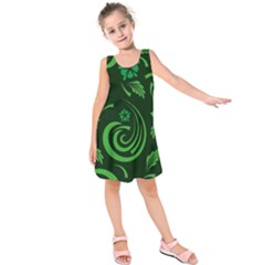 Folk Flowers Print Floral Pattern Ethnic Art Kids  Sleeveless Dress by Eskimos