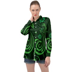 Folk Flowers Print Floral Pattern Ethnic Art Long Sleeve Satin Shirt