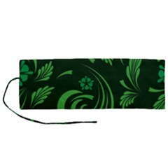 Folk Flowers Print Floral Pattern Ethnic Art Roll Up Canvas Pencil Holder (m)