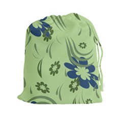 Folk Flowers Print Floral Pattern Ethnic Art Drawstring Pouch (2xl) by Eskimos