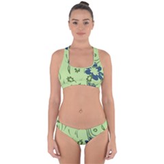 Folk Flowers Print Floral Pattern Ethnic Art Cross Back Hipster Bikini Set