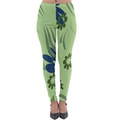 Folk Flowers Print Floral Pattern Ethnic Art Lightweight Velour Leggings by Eskimos