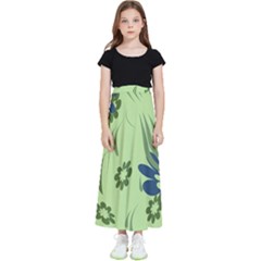 Folk Flowers Print Floral Pattern Ethnic Art Kids  Flared Maxi Skirt by Eskimos