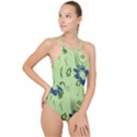 Folk flowers print Floral pattern Ethnic art High Neck One Piece Swimsuit View1