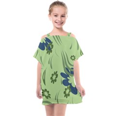 Folk Flowers Print Floral Pattern Ethnic Art Kids  One Piece Chiffon Dress