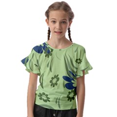 Folk Flowers Print Floral Pattern Ethnic Art Kids  Cut Out Flutter Sleeves by Eskimos