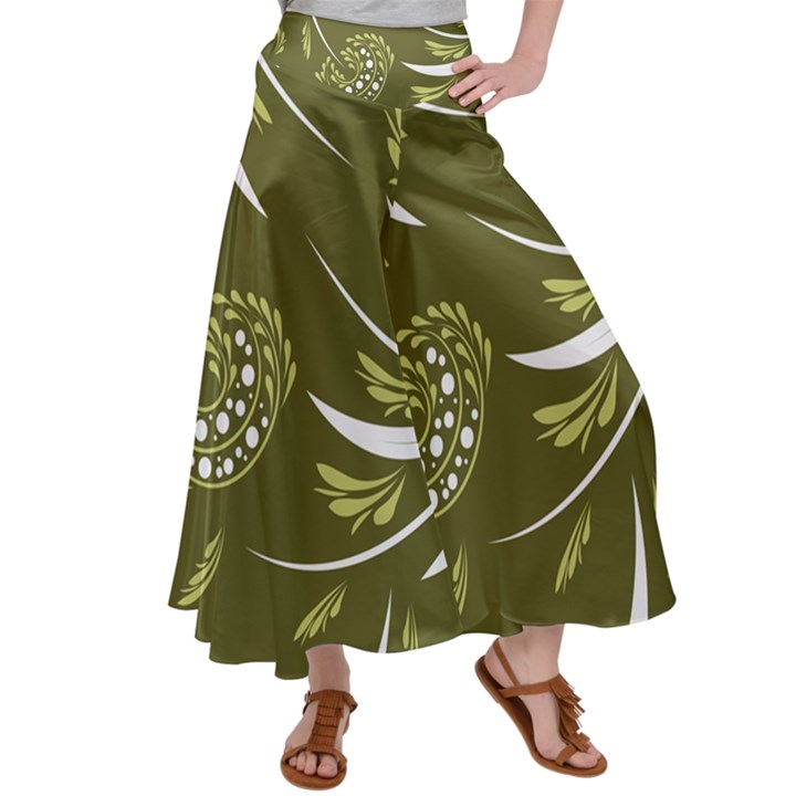 Folk flowers print Floral pattern Ethnic art Satin Palazzo Pants