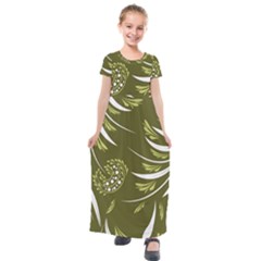 Folk Flowers Print Floral Pattern Ethnic Art Kids  Short Sleeve Maxi Dress by Eskimos