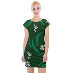 Folk Flowers Print Floral Pattern Ethnic Art Cap Sleeve Bodycon Dress by Eskimos