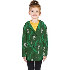 Folk Flowers Print Floral Pattern Ethnic Art Kids  Double Breasted Button Coat by Eskimos