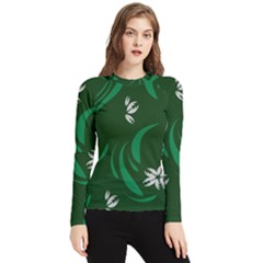 Folk Flowers Print Floral Pattern Ethnic Art Women s Long Sleeve Rash Guard by Eskimos