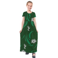 Folk Flowers Print Floral Pattern Ethnic Art Kids  Short Sleeve Maxi Dress by Eskimos