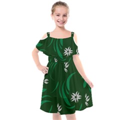 Folk Flowers Print Floral Pattern Ethnic Art Kids  Cut Out Shoulders Chiffon Dress by Eskimos