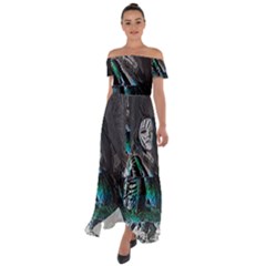 Glitch Witch Off Shoulder Open Front Chiffon Dress by MRNStudios