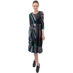 Glitch Witch Ruffle End Midi Chiffon Dress by MRNStudios