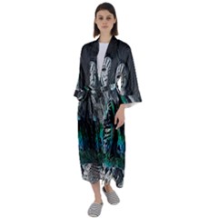 Glitch Witch Maxi Satin Kimono by MRNStudios