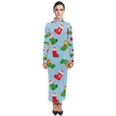 Christmas Socks Turtleneck Maxi Dress by SychEva