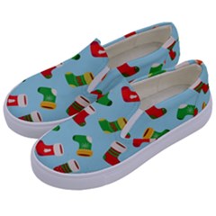 Christmas Socks Kids  Canvas Slip Ons by SychEva