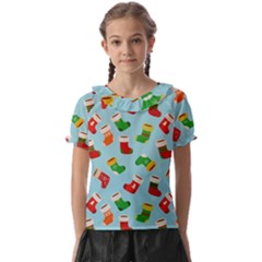 Christmas Socks Kids  Frill Chiffon Blouse by SychEva