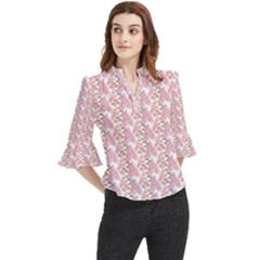 Floral Loose Horn Sleeve Chiffon Blouse