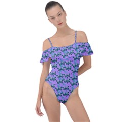 Pattern Frill Detail One Piece Swimsuit by Sparkle