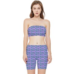 Pattern Stretch Shorts And Tube Top Set