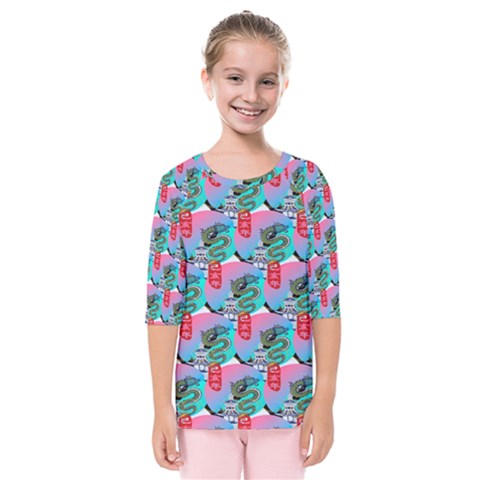 Retro Snake Kids  Quarter Sleeve Raglan Tee by Sparkle