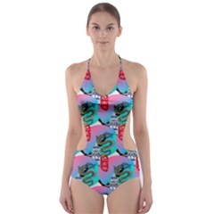 Retro Snake Cut-out One Piece Swimsuit by Sparkle