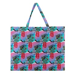 Retro Snake Zipper Large Tote Bag by Sparkle