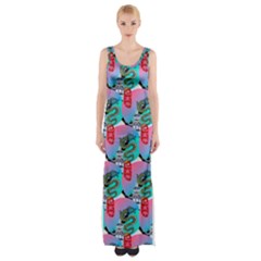 Retro Snake Thigh Split Maxi Dress by Sparkle