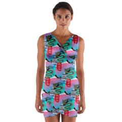 Retro Snake Wrap Front Bodycon Dress by Sparkle