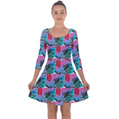 Retro Snake Quarter Sleeve Skater Dress by Sparkle