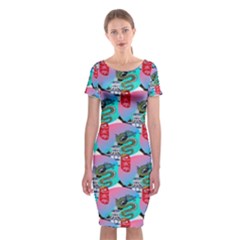 Retro Snake Classic Short Sleeve Midi Dress by Sparkle