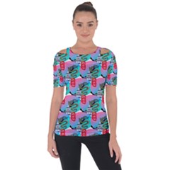 Retro Snake Shoulder Cut Out Short Sleeve Top by Sparkle