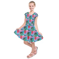 Retro Snake Kids  Short Sleeve Dress by Sparkle