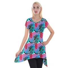 Retro Snake Short Sleeve Side Drop Tunic by Sparkle