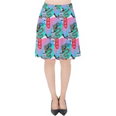 Retro Snake Velvet High Waist Skirt by Sparkle