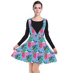 Retro Snake Plunge Pinafore Dress by Sparkle