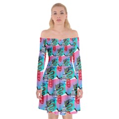 Retro Snake Off Shoulder Skater Dress by Sparkle