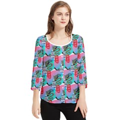 Retro Snake Chiffon Quarter Sleeve Blouse by Sparkle