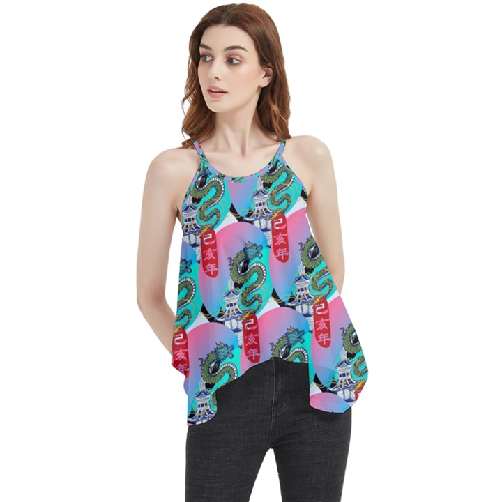 Retro Snake Flowy Camisole Tank Top