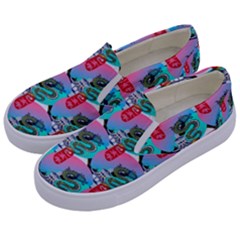 Retro Snake Kids  Canvas Slip Ons by Sparkle