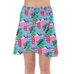 Retro Snake Wrap Front Skirt