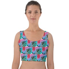 Retro Snake Velvet Crop Top by Sparkle