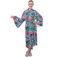 Retro Snake Maxi Velour Kimono by Sparkle