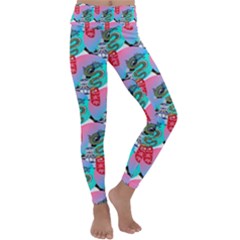 Retro Snake Kids  Lightweight Velour Classic Yoga Leggings by Sparkle