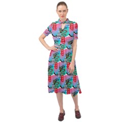 Retro Snake Keyhole Neckline Chiffon Dress by Sparkle