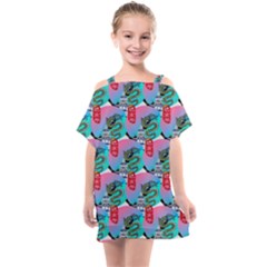 Retro Snake Kids  One Piece Chiffon Dress by Sparkle