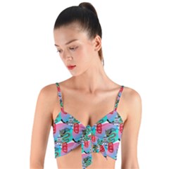 Retro Snake Woven Tie Front Bralet by Sparkle