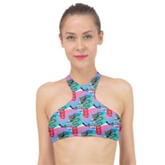 Retro Snake High Neck Bikini Top by Sparkle